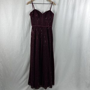 Elegant Burgundy Sequin Prom Dress